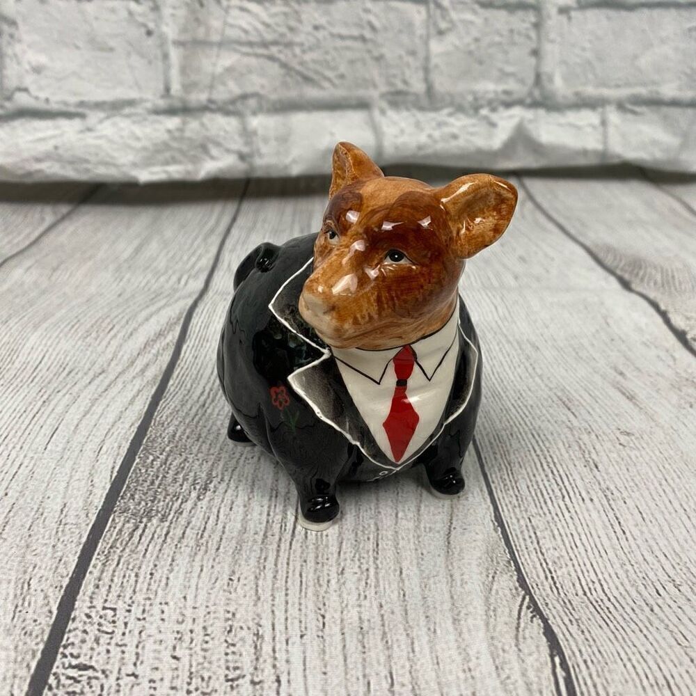 Dog in a suit coin bank w/removable bottom